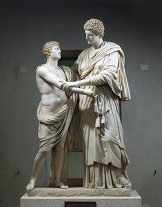 Orestest és Electrát ábrázoló márványszoborcsoport alkotó: Roman