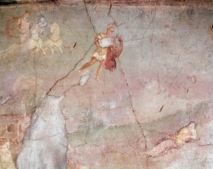 A Mars alvó Rhea silviát találja, és elcsábítja (freskó alkotó: Roman