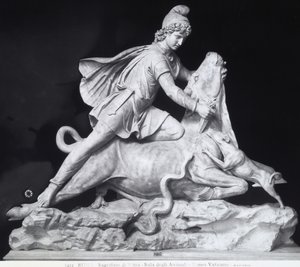 Mithras megöli a bikát, a mithrászi kultusz ábrázolása (márvány) alkotó: Roman