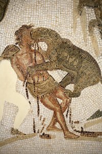 Egy elítélt kínzását illusztráló mozaik (mozaik) alkotó: Roman