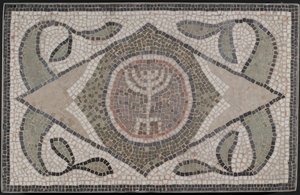 Menóra mozaikja, i. e. 6. század (kő és habarcs) alkotó: Roman