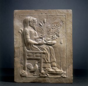 Perszephoné Pinax és Plútó Hádészben (terrakotta) alkotó: Roman