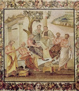 Platón beszélget tanítványaival, T. Siminius házából, Pompejiből (mozaik) (lásd még: 156873)