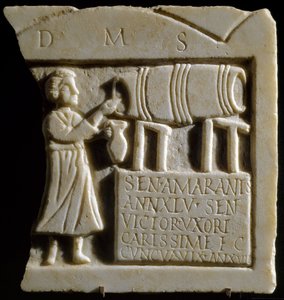Taverna jelenetet ábrázoló dombormű (márvány) alkotó: Roman