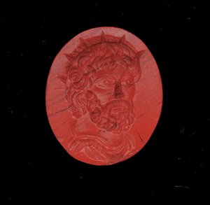 Gyűrű Postumus császár portréjával (vörös jáspis) alkotó: Roman