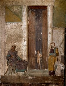 Római művészet: „Erosz ráveszi Helénét, hogy szeresse Párizst” „Pompei freskó. 1. század. Nápoly, Nemzeti Régészeti Múzeum alkotó: Roman