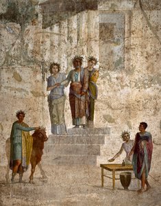 Római művészet: „” Jason szembefordul nagybátyjával, Peliassal”” 3. pompei stílusú római freskó Pompei helyéről. Kr.u. 40-60. Nápoly (freskó) alkotó: Roman