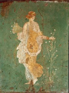 Római művészet: "" Tavasz "" Flora (Flora) virágokat szed. freskó Varano a Stabies (Stabiae) villájából, Pompei közelében. Kr.e. 15-60. Nemzeti Régészeti Múzeum, Nápoly - Római művészet: Tavasz, virágszedő növényvilág. Frissen a Stabiae-i Varano villából