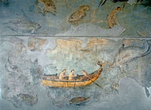 Római művészet: „halászok csónakon”” Freskó egy római folyami kikötő közelében található házból. Kr.u. 131. Róma, Museo Nazionale Romano (o delle Terme) alkotó: Roman