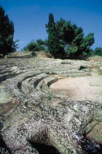 Pollentia római maradványai, amfiteátrum részlete, Alcudia, Mallorca, Spanyolország alkotó: Roman