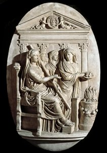 Római művészet: áldozati jelenet Vestában (Hestia) a Villa Albaniból (alacsony dombormű) alkotó: Roman