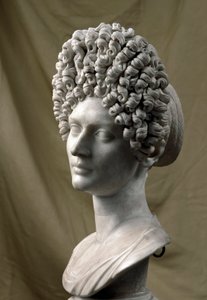Római művészet: hölgyportré a Flavius-korból. Kr.u. 80-100. Márvány szobor. Homályos. 38 cm. Róma, Musei Capitolini alkotó: Roman