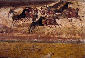 Római művészet: quadrige-faj. Frissen a quadrige villájából. 4. stílus, Pompei.Nápoly, Nemzeti Régészeti Múzeum alkotó: Roman