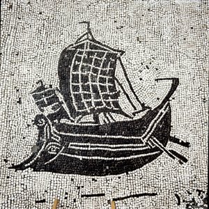 Sabratha hajó visszatér Ostia kikötőjébe (mozaik alkotó: Roman