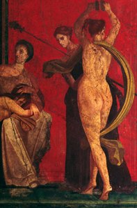 Jelenet a beavatásból a dionüszoszi misztériumokhoz, a Pompeii Rejtélyek Villájának Triclinium (UNESCO Világörökségi Lista) alkotó: Roman