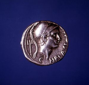 Ezüst érme afrikai Scipio képmásával (Kr. e. 235 - ie 183). alkotó: Roman