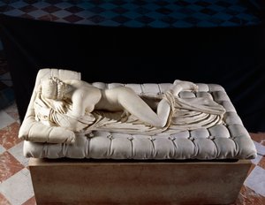 Alvó Hermafrodita, másolat egy Kr.e. 2. századi eredeti után, a római Diocletianus-fürdőből (márvány) alkotó: Roman