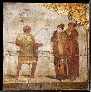 Színházi jelenet. Freskó Pompei helyéről alkotó: Roman