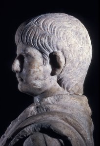 Az ifjú Néró togátuszobra, a fej oldalnézete, Kr.u. 50 körül (márvány) (140378 részlet) alkotó: Roman