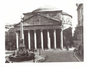 Kilátás a Pantheonra és az egyiptomi obeliszkre a Piazza della Rotundán alkotó: Roman