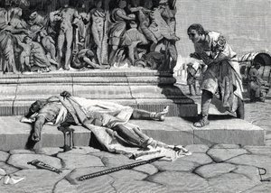 Publius Clodius Pulcher (i. e. 92-52) holttestét a via apia a Rómán találták (metszet) alkotó: Roman