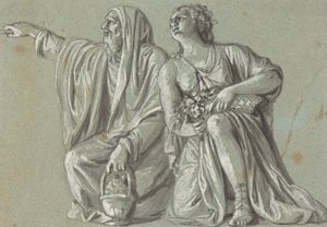 Két térdelő figura felajánlásokkal alkotó: Roman 18th Century