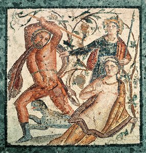 Lycurgus megtámadja az Ambrosia nimfát, mozaik Herculaneumból (i.sz. 50-79)