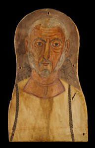 Idős férfi egyiptomi istenek által, i.sz. 250 x (tempera platánon)