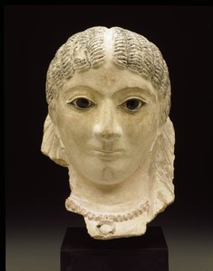 Múmia portré, 2. század vége (karton, festék, üveg és bronz) alkotó: Roman Period Egyptian
