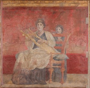 Ülő nő, aki kitharát játszik, Kr. e. 50–40.