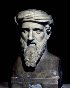 Pythagoras mellszobra (i.e. 6.), Capitolini Múzeum, Róma. alkotó: Roman Roman