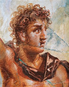 Részlet egy Sándort ábrázoló freskóról, Sándor (Ares) és Stateira (Aphrodité) házasságából, Regio 6 Insula Occidentalis 39, Pompei (UNESCO Világörökségi Lista) alkotó: Roman Roman