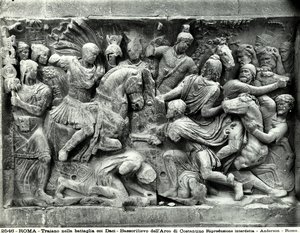 Részlet a nagy Traianus-frízről, amely a Forum Romanum Konstantin ívében található (márvány) alkotó: Roman Roman
