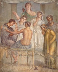 Admetuszt és Alkesztist ábrázoló freskó a herculaneumi bazilikából, Campania, római civilizáció alkotó: Roman Roman