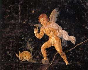 Az olaszországi Pompeiből származó, mezei nyulat kergető Ámort ábrázoló freskó alkotó: Roman Roman