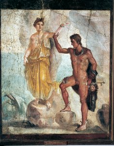 Perseust és Andromédát ábrázoló freskó Olaszországból, Campania, Pompei, gipszre festett, i.sz. 55-79. alkotó: Roman Roman