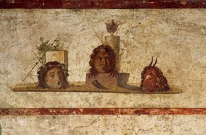 Három fejet ábrázoló freskó, Caius Julius Polybius háza, Pompei (UNESCO világörökségi lista alkotó: Roman Roman