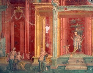 Italy, Naples Province, Campania Region, Pompei, House of Loreio Tiburtino, Fresco alkotó: Roman Roman