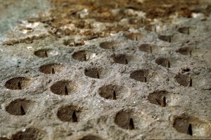 Modell, amely az ie 52. szeptemberi alesia ostromot és csatát reprodukálja Jules Cesartól, aki látta Vercingetorix vereségét. Részlet a Cesar, a „Farkas Gules” által épített védelmi rendszerről. Róma, Museo della Civilta Romana alkotó: Roman Roman