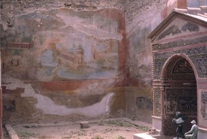 Pompeji, Casa de Diana és amphitritesz szökőkút és falfestmény, Olaszország (fotó) alkotó: Roman Roman