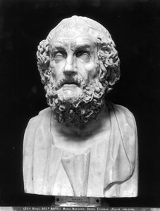 Homérosz arcképe mellszobra, másolat egy görög hellenisztikus eredeti után (márvány) (f/w fotó) alkotó: Roman Roman
