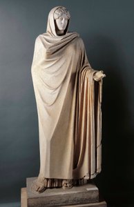 Római művészet: „” Aphrodite Sosandra”” I. századi márványszobor a Calamis (Kalamis) görög eredetije után a Kr.e. V. századból. Disouverte a Berries (Baia), Olaszország. Nápoly, Museo Archeologico Nazionale alkotó: Roman Roman