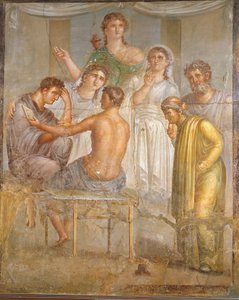 Roman civilization. Admetus and Alcestis, fresco from the Basilica of Ercolano alkotó: Roman Roman