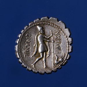 Ulyssest felismerte Argo kutyája. Római ezüst érme, ie 83. alkotó: Roman Roman