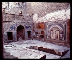 Kilátás a casa di Nettuno e Anfitrite trikliniumára, Kr.e. 5. század – Kr. u. 1. század alkotó: Roman Roman