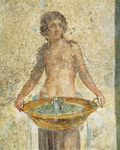 Vödör vizet hordozó nő, részlet, Pompeiiből, Freskóból alkotó: Roman Roman