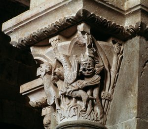 Ganymedes elrablása (faragott tőke) alkotó: Romanesque