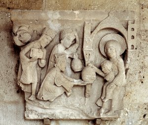 A mágusok imádása (faragott tőke) alkotó: Romanesque