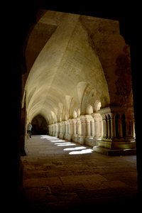 Román építészet: a burgundi Fontenay ciszterci apátság kolostorának galériája alkotó: Romanesque