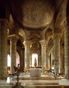 Román művészet: a Notre Dame (Notre-Dame) la Grand templom belső képe, Poitiers (Bécs) alkotó: Romanesque